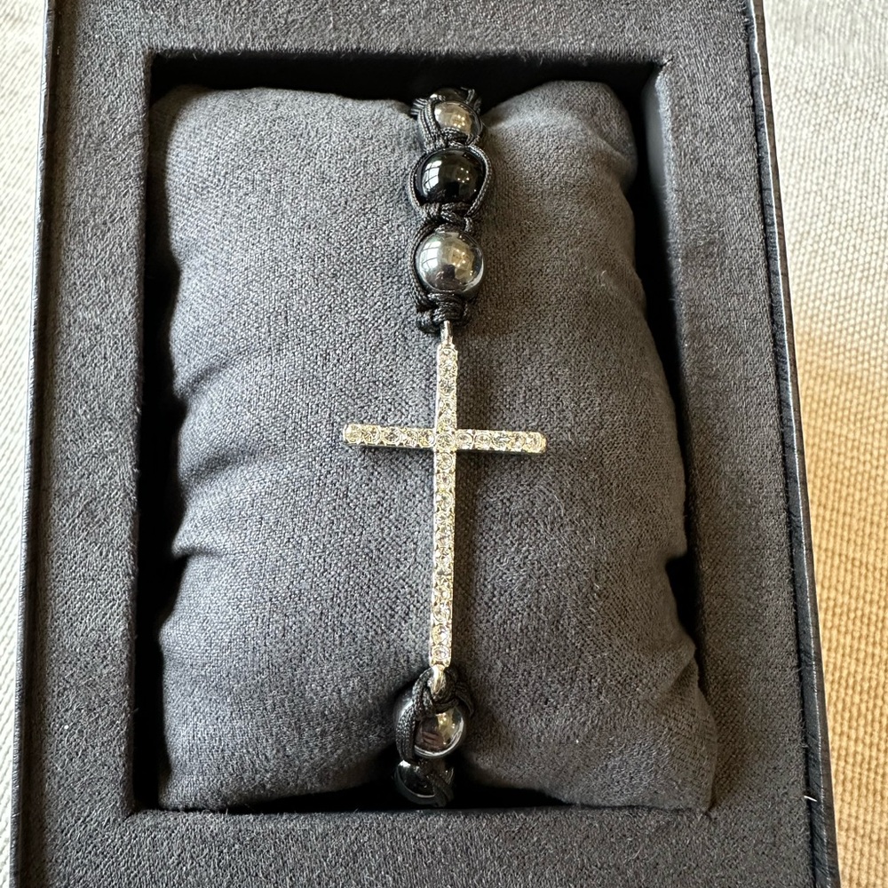 Black and Silver Cross Bracelet